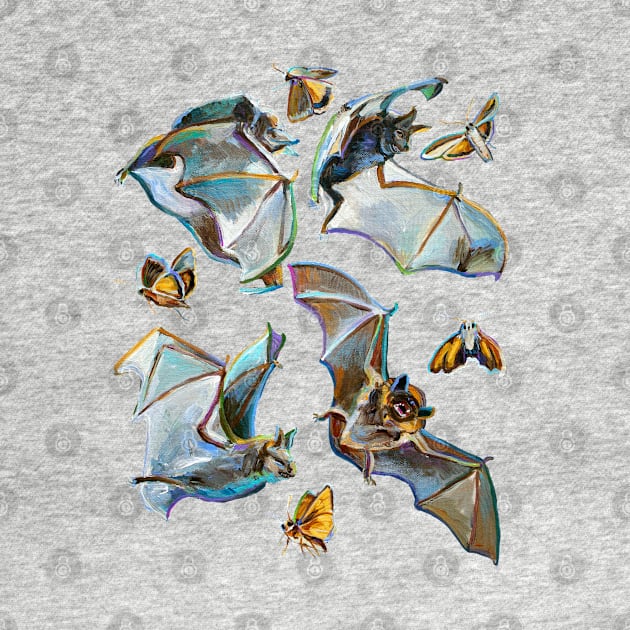 Psychedelic Flying Bats and Moths by RobertPhelpsArt